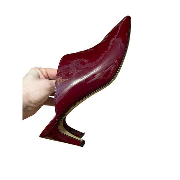 Napoleoni Glossy Patent Leather Heeled Mules Maroon Red Italy Sz. 39 (US 8.5) - Picture 4 of 8